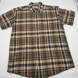 ORVIS Mens Plaid Short Sleeve Button Down Shirt Green Red Blue Tan Size L